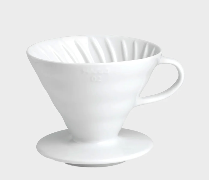 Hario V60 Ceramic Coffee Dripper Pour Over Cone Coffee Maker Size 02, White