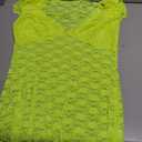 Women's Plus Size Chemise Floral Lace Lingerie Bodysuit Mesh Babydoll Sleepwear C16 (Yellow, XXL)