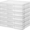 novelinks 6 Pack 5"x7" Clear Photo Storage Boxes with Lids, Plastic Photo Organizer Cases and Picture Boxes, Picture Storage Containers for Greeting Cards, Task boxes, Board Games