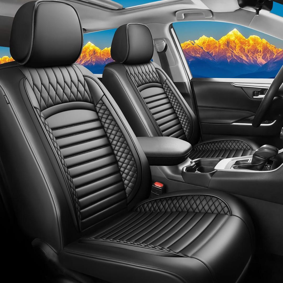 Fit RAV4 Car Seat Covers for Toyota RAV4 2019-2025 2026 Hybrid XLE LE XSE XLE Premium,Limited-Premium Waterproof&Breathable Leather,All-Weather Seat Cushion Protector,Full Set,Black