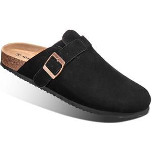 BULLIANT Comfort Clogs Slippers Sandals Nurse Work Shoes Unisex for Men Women with Cushioned Cork-Footbed(Black-12 Women/ 10 Men)