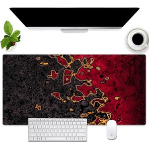 Red and Black Gaming Mouse Pad for Desk, Fluid Abstract Art Desk mat Extended Large Desk Pad XL Mouse pad for Home or Office Computer Laptop 31.5 X 15.7 inch (Red and Black Art)