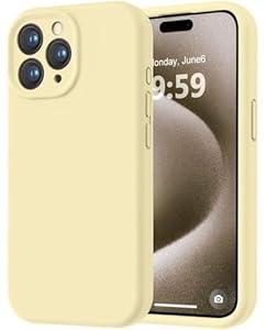 LOVE 3000 Designed for iPhone 15 Pro Case, Premium Silicone with [Soft Anti-Scratch Microfiber Lining] Shockproof Protective Phone Case for Men Women Girls 6.1", Creamy Yellow