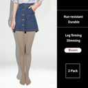 2-Pack Slightly Transparent Tights for girls & women, High Elasticity Sheen Pantyhose, For Work Dance Casual. (Medium Petite, Tan-footed)