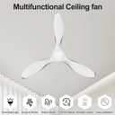 ocioc 42 inch Ceiling Fans with Lights and Remote, Dimmable Ceiling Fans with Reversible Quiet DC Motor, Flush Mount, 3CCT, White Ceiling Fan for Bedroom Living Room Indoor/Outdoor