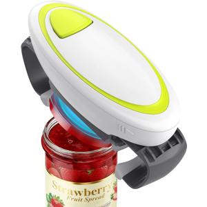 Electric Jar Opener One-Touch High Torque, Hands-Free Jar Opener for Weak Hands & Seniors, Battery Operated Jar Opener Kitchen Tool Fits Most Jar Sizes White+Green