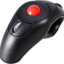EIGIIS 2.4G Ergonomic Trackball Finger Handheld USB Wireless Mouse for PC Laptop Mac Left and Right Handed User (Black Wireless Red TrackBall)
