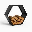 Firewood Rack Outdoor Indoor Fire Wood Rack - 30 in. Hexagon Fire Log Holder, Powder Coated Steel Heavy Duty Firewood Holder Wood Storage Rack with Cover