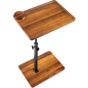 Solid Wood Acacia Wood Couch Table,360 Swivel Height Adjustable C Table with Phone & Tablet Stand,TV Trays for Eating on Couch, Bedroom or Livingroom, Oblong.