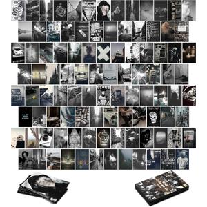 Photo Collage Kit Gloomy for Wall, 100 Pictures Black and White Aesthetic Posters for Wall Decor | Dark Academia Retro Decor for Bar