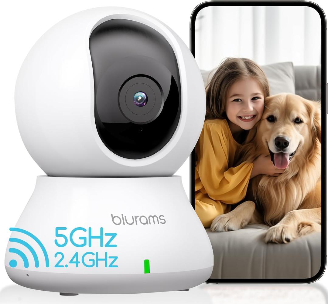 blurams Indoor Security Camera, 5GHz/2.4GHz Dual-Band, 2K PZT Pet Camera with Phone App, 360 Cameras for Home Security, 2-Way Audio, Motion Tracking, Night Vision, Siren, Cloud&SD