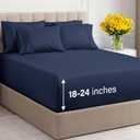 Extra Deep King Sheet Set - 6 Piece Breathable & Cooling Sheets - Hotel Luxury Bed Sheets Set - Easy & Secure Fit - Soft, Wrinkle Free & Comfy Sheets Set - Navy Blue Sheet Set with Extra Deep Pockets