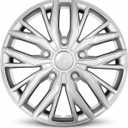 14 Inch Silver Hubcaps with Adjustable Steel Retention Rings, Premium ABS Universal Fit, Set of 4 Wheel Covers (Silver)