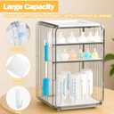 XANGNIER Baby Bottle Organizer, Clear Baby Bottle Storage Organizer for Countertop and Cabinet, with Drying Rack and Hook, Space-Saving, Multifunctional Station Organizers Accessories