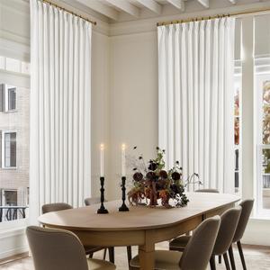 Pinch Pleated Linen 108 Inch Curtains 70 Inch Width for Living Room Divider Light Filtering Ivory Beige White Extra Wide Patio Curtains for Sliding Door Balcony Floor to Ceiling Picture Window 70x108