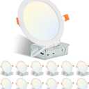 12 Pack 6 Inch Recessed Lights, 5CCT Adjustable LED Ceiling Light, IC Rated Slim Flush Mount Light Fixture for Bedroom Kitchen Bathroom, 12W 1050LM, ETL Certified (4 Inches)