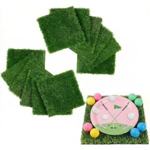 XLX TURF 12 Pack Artificial Grass Square Placemats for Golf Party Decorations - 12"x12" Fake Grass Mats for Crafts Football Table Centerpiece, Realistic Synthetic Pet Dog Turf Patch