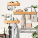 Wall Mounted Coat Rack with Shelf, Wooden Entryway Organizer with Hidden Metal Hooks for Hanging Coats Bags Keys, Modern Floating Shelf for Hallway Bathroom