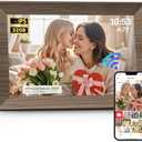 Frameo 10.1" Digital Picture Frame, Smart WiFi Digital Photo Frame with 1280x800 HD IPS Touch Screen 32GB Memory Auto-Rotate Wall Mounted, Share Photos/Videos from Phone Anywhere(Coffee Brown Wood)