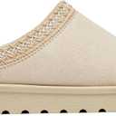 Women's Fuzzy Cozy Warm Slippers Indoor and Outdoor Slip On Cute House Fluffy Clogs (Beige)