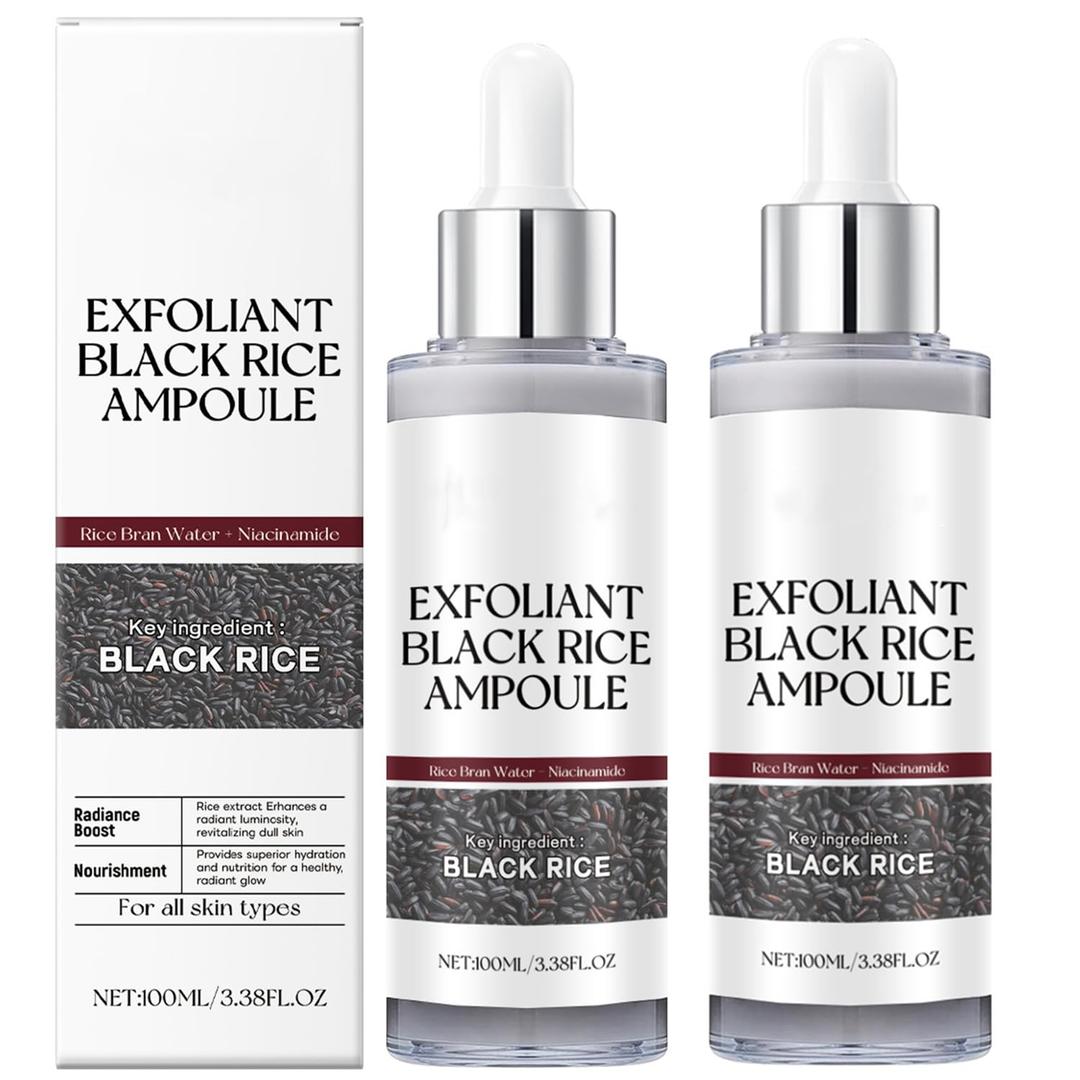 2Pcs Black Rice Peeling Ampoule, 2025 New Soft Exfoliating Face and Body Scrub, Gentle Peeling Dead Skin Remover, Pore Care, Rice Exfoliant for All Skin Types