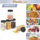 Novelinks 16 oz Clear Plastic Jars with Lids, Refillable 16oz Mason Jars with Lids & Storage Containers for Kitchen & Household Use (10 Pack,Black)