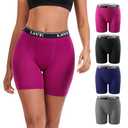 Molasus Womens Boxer Briefs Underwear Soft Modal High Waisted Boy Shorts Panties Ladies Anti Chafing Undershorts Pack of 4,Multicolor,X-Large