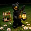 Solar Lantern Garden Statues Decor, 14" Large Outdoor Bear Figurine Lights for Yard Patio Decoration - Unique Christmas Housewarming Gift for Grandma Wowen Mom