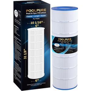 POOLPURE CC150 Pool Filter Replaces Pentair CC150, CCRP150, PAP150, Ultral-C4, PP-C4, PP-C4-M, Unicel C-9415, R173216, 59054300, Filbur FC-0687, 160317, 160355, 160352, L x OD: 31 1/8" x10 1/16"
