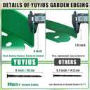 Landscape Edging Border - 60FT 4IN Tall Edging for Landscaping with 60 Stakes, 0.15" Thick No Dig Lawn Edging for Garden Border, Flexible Flower Bed Edging Borders for Yard, Terrace Board (GREEN)