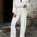 BTFBM Women's Two Piece Tracksuit Spring 2026 Long Sleeve Zip Up Sweatshirt Long Pants Outfits Jogger Sweatsuit Sets (L)
