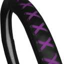 FH Group FH2022PURPLE Universal Fit 15 Inch Genuine Leather with Lace-Up Detailing Purple Steering Wheel Cover fits Most Cars, SUVs