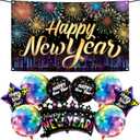 KatchOn, Neon New Years Decorations 2026 Set - Huge, Pack of 10 | Rainbow Happy New Year Banner, New Years Balloons, Disco Balloons for New Year Eve Party Supplies 2026 | NYE Decorations 2026