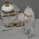 fanquare Floral Canisters with Gold Trim, Ceramic Decorative Countertop Jars, Farmhouse Porcelain Cookie Jar and Sugar Bowl Set with Airtight Lid