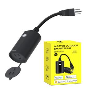 Minoston Outdoor Smart Plug, Matter Smart Plug, Smart Home Wi-Fi Outlet IP65 Waterproof, Compatible with Alexa, Apple Home, SmartThings, Google Home, Smart Life, IP65 Waterproof, 2.4Ghz, 1 Pack