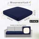 Newwiee 8Pcs Patio Cushion Covers Stretch Outdoor Cushion Cover Replacement for Patio Furniture Sofa Couch Slipcovers, Soft Flexibility Washable Furniture Protector(Waterproof Pure,Navy)