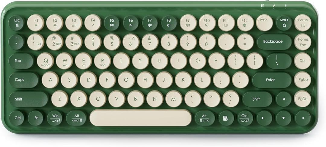 Mini Bluetooth Keyboard, 84-Key Retro Typewriter, Wireless Compact Keyboard, Compatible with Windows Laptops, Desktops, Mac, Computer Keyboards,Tablets (Green)
