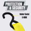 Ratchet Tie Down Straps, 1.5 inch x 12ft, 4400 LBS Break Strength for ATV, UTV, Motorcycle, Pickup Truck, Trailer, Rubber Coatded S-Hook and Soft Loop-4 Pack (Yellow)