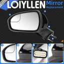Left Driver Side Rear View Mirror Replacement for Ford Fusion 2016 2017 2018 2019 2020 2021 2022- Rearview Mirrors with 3Pins, Electric Adjustment, black