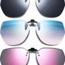 Frienda 3 Pairs Polarized Clip on Sunglasses Rimless Anti Glare Flip up Sunglasses for Women Man