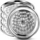 4 Pack Stainless Steel Round Serving Tray with Swirl Pattern Bulk Large Round Tray Silver Metal Display Serving Platter for Coffee Party Club Home (20 Inch)