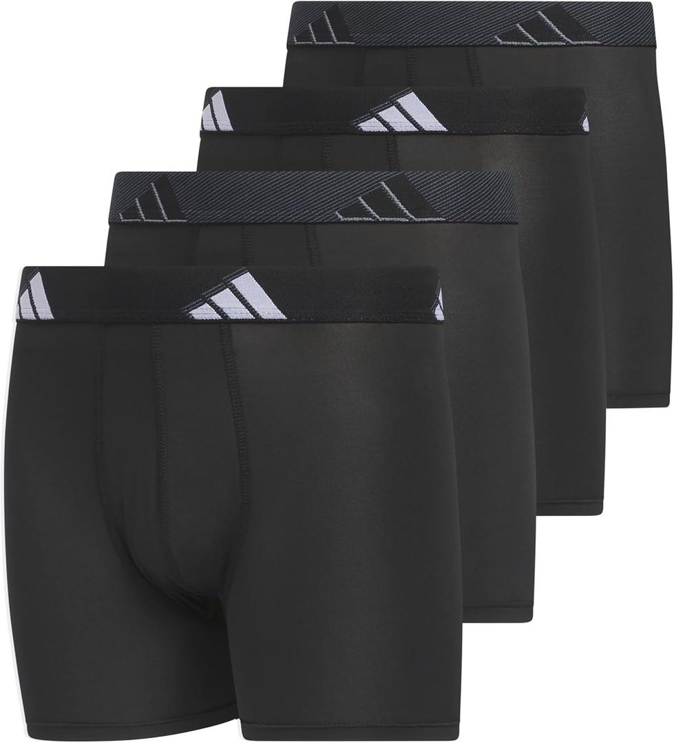 adidas Boys' Performance, Kids Underwear, Athletic Fit Microfiber Boxer Briefs (Medium, Black/Onix Grey/Grey)