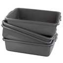 13 L Grey Plastic Tote Box Set of 4, Commercial Bus Box Large Plastic Dish Bin