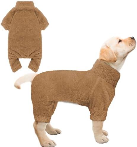 Fuzzy Pajamas Turtleneck Warm Soft Cozy Lightweight Dog Pjs Sweaters for Small Dogs (Coffee-L)