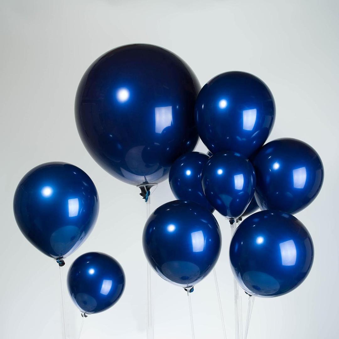 Kozee Chrome Blue Double-Stuffed Balloons Fifferent Sizes, 52 PACK 18+10+5 Inch Metallic Navy Blue Balloon Garland Kit For 2023 Graduation Wedding Birthday Baby Shower Anniversary Decorations