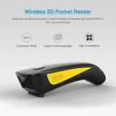 NETUM Mini Barcode Scanner Bluetooth Compatible, Small Portable USB Bar Code Scanner for Inventory, 2.4G Cordless Image Reader for Tablet iPhone iPad Android iOS PC POS (2D-C750-Yellow)