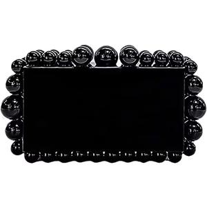 CUXVA Acrylic Evening Clutch Bag for Women Glitter Marble Purse Handbag for Wedding Party Prom (Black)