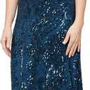 Alex Evenings Women's Long Mother of The Bride Sequin Dress with Cold Shoulder Flutter Sleeves (14 Petite and Regular Sizes)
