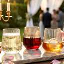 Ciaell 30 Pack Plastic Ribbed Wine Glasses - 12 OZ Thicker Origami Stemless Disposable Wine Champagne Whiskey Unbreakable Cocktail Glass, Reusable Wine Cups for Party Wedding Bar