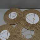 Oqqlin 4 Pcs Boho Mirror Wall Hanging Decor, 11.8 Inch/9.8 Inch Boho Woven Wall Mirrors Rustic Round Mirror Decor for Bedroom, Living Room, Hone, Hotel